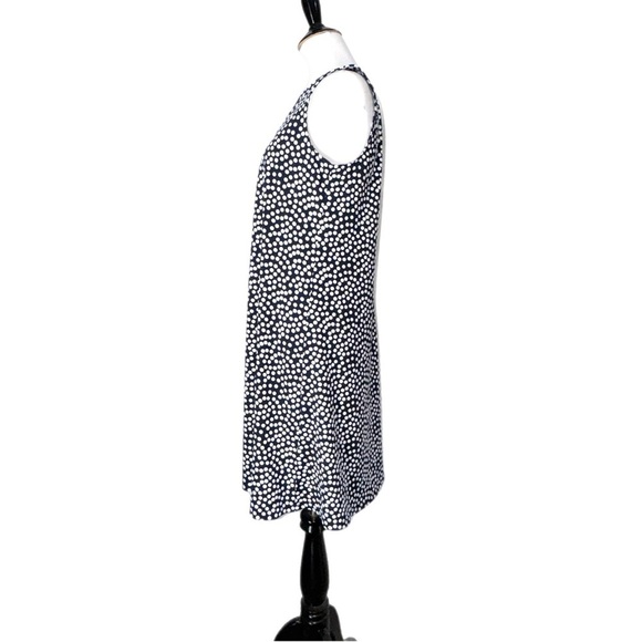 Black and White A-line Midi Dress with Crew Neck - Picture 2 of 4
